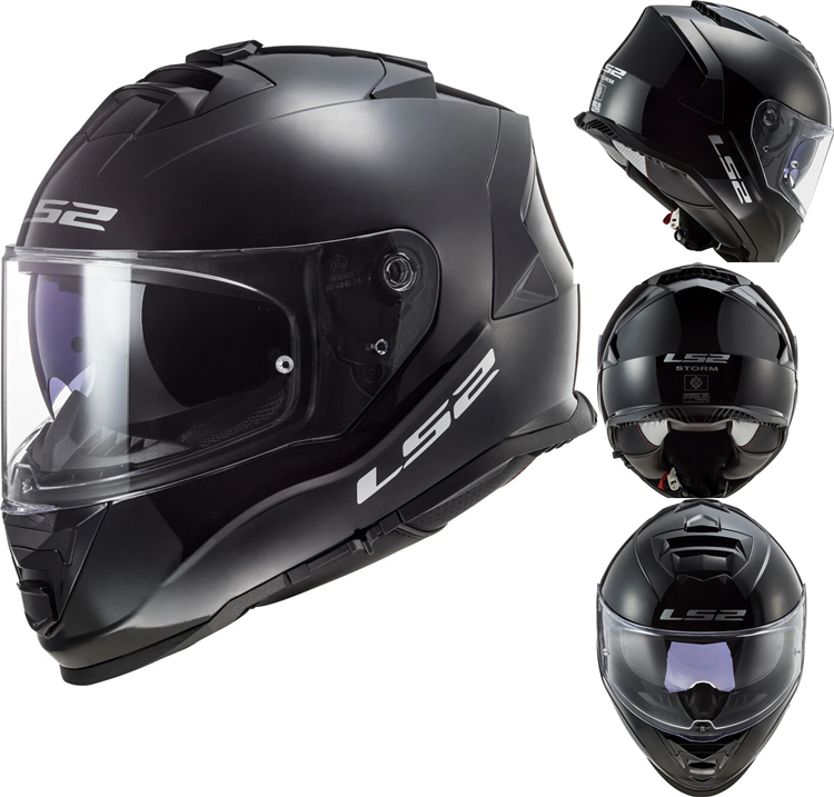 CASCO MOTO LS2 INTEGRAL FF800 STORM II SOLID NEGRO BRILLO 22-06 XL